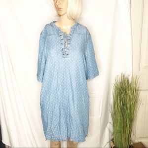 Philosophy Womens 100%-Tencel Lace Up Dress Raindrop print szL